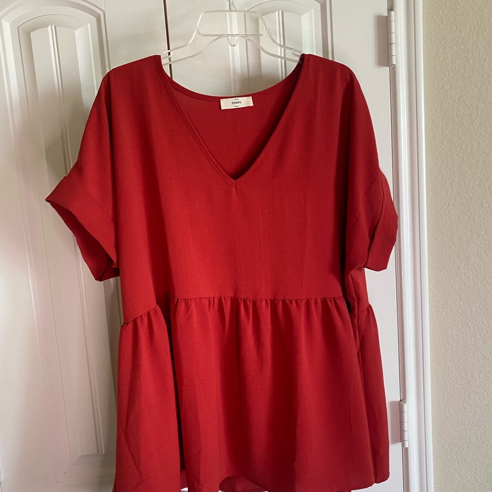 SOLD- Wide Gazed Top, Tomato by Chic Soul